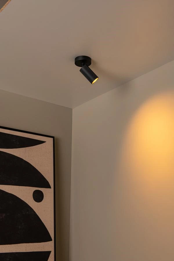 Lucide CLUBS - Ceiling spotlight - 1xGU10 - Black - atmosphere 1